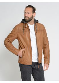 Maze Herren Lederjacke "42021309", braun, Gr. L, Obermaterial: 100% Lammleder / Futter: 100% Baumwolle / Ärmelfutter: 100% Polyester / Kapuze: 52%
