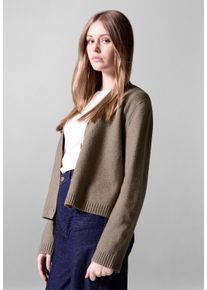 Damen Strickjacke, braun, casual, Gr. 44, STREET ONE STUDIO, unifarben, Web, Stoff, 37% Baumwolle, 34% Polyacryl, 26% Polyester, 3% Elasthan,