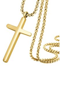 Firetti Damen Kette mit Anhänger "Schmuck Geschenk Kreuz", Edelstahl, L: 55cm B: 2,3mm, gold, Edelstahl, B:2,3mm, Halsketten
