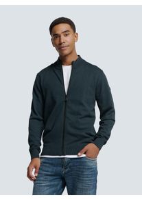 NO EXCESS Herren Rundhalspullover "NO EXCESS Zweifarbige Strickjacke von Timeless Basics", blau, Gr. L, 34% Cotton, 34% Viscose, 32% Polyester,