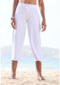 Beach Time BEACHTIME Damen 7/8-Strandhose, weiß, casual, Gr. 36, Jersey, Obermaterial: 95% Baumwolle, 5% Elasthan, Hosen, aus weichem Jersey, Wide-Leg,