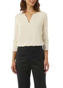 comma, COMMA Damen Langarmshirt, beige, Gr. 36, unifarben, Jersey, Obermaterial: 100% Polyester. Futter: 100% Viskose, Shirts, mit V-Ausschnitt
