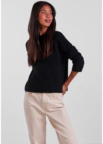 Pieces Damen Rundhalspullover "PCELLEN LS O-NECK KNIT NOOS BC", schwarz, casual, Gr. XS, unifarben, Strick, Obermaterial: 62% Polyester, 22%