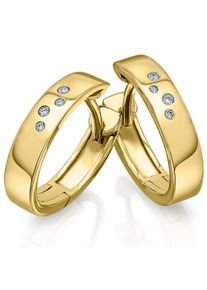 Vivance Damen Paar Creolen "0.04 ct Diamant Brillant Ohrringe Creolen aus 585 Gelbgold", Damen, 0.04 ct mit Diamant, Diamanten, gold, Diamanten,