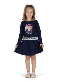 SALT & PEPPER SALT AND PEPPER Mädchen Jerseykleid "Star Stable", blau, casual, Gr. 140, 95% Baumwolle, 5% Elasthan, Kleider, mit Pailletten Pferde-Motiv