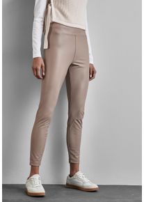 Street One Damen Leggings, beige, casual, Gr. 42, leicht glänzend, Stoff, 100% Polyester , Hosen, in Leder-Optik