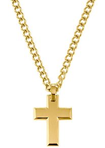 s.Oliver Herren Kette mit Anhänger "Kreuz, 2036868", Edelstahl, L: 50cm, gold, Edelstahl, Halsketten