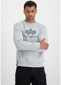 Herren Sweatshirt "Basic Sweater", grau, modisch, Gr. L, Alpha Industries, bedruckt, angeraute Sweatware, Obermaterial: 100% Baumwolle, Sweatshirts
