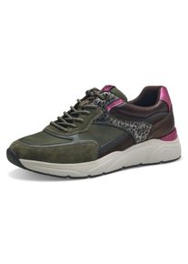 Tamaris Damen Keilsneaker, Gr. 38, grün, Leder, Textil, Lederimitat, sportlich, Schuhe, Halbschuh, Schnürschuh, Freizeitschuh mit Kontrastbesätzen