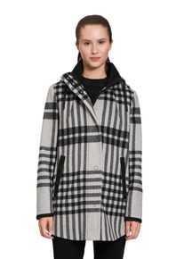 Gil Bret Damen Wolljacke, grau, casual, Gr. 40, kariert, Web, Obermaterial: 70% Wolle, 20% Polyester, 10% Polyamid, Jacken, kariert mit Kapuze