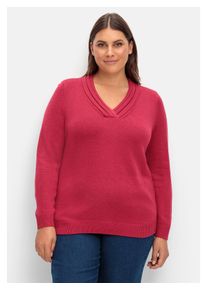sheego Damen Strickpullover "Große Größen", lila, feminin, Gr. 54, unifarben, Feinstrick, Obermaterial: 100% Polyacryl, Pullover, mit raffiniertem