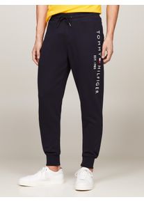 Tommy Hilfiger Herren Sweathose "BASIC BRANDED SWEATPANTS", blau, casual, Gr. S, unifarben, bestickt, Web, Obermaterial: 100% Baumwolle, Hosen, mit