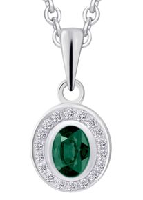 Vivance Damen Ketten-Anhänger "0,04 ct Diamant Brillant Smaragd Anhänger aus 585 Weißgold", 0.04 ct mit Diamant, Weißgold 585-Gold, silber, Weißgold