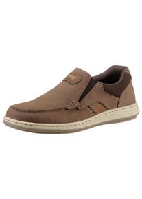 Rieker Herren Slipper, Gr. 43, braun, Leder, casual, Schuhe, Mokassin, Loafer, Komfortschuh mit Gummizug für guten Sitz