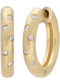 Firetti Damen Paar Creolen "Schmuck Geschenk Gold 585 Ohrschmuck Ohrringe Sternenhimmel", 0,8 ct SI = kleine Einschlüsse, Gelbgold 585-Diamanten,