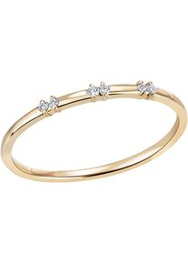 Firetti Damen Fingerring "Schmuck Geschenk Gold 585 Goldring Vorsteckring", 56, 0,04 ct SI = kleine Einschlüsse, Gelbgold 585-Diamanten, 1,1mm, gold,
