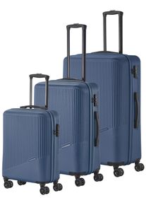 Travelite Trolleyset "BALI 4w L/M/S", blau, ABS, unifarben, Koffer-Sets, Kofferset Reisegepäck Reisekoffer Hartschallenkoffer TSA Schloss