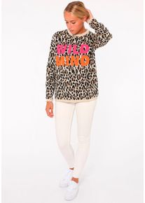 Zwillingsherz Damen Rundhalspullover ""Leo-Wild Mind"", beige, modisch, Gr. L, Strick, Obermaterial: 70% Polyacryl, 30% Wolle, Pullover, mit