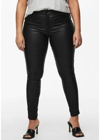 Only CARMAKOMA Damen Skinny-fit-Jeans "CARPUNK REG SK COATED PANTS", schwarz, modisch, Gr. 48, beschichtet, unifarben, glänzend, Web, Obermaterial: