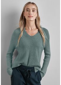 Street One Damen Strickpullover, blau, casual, Gr. 44, unifarben, Web, 37% Baumwolle, 34% Polyacryl, 26% Polyester, 3% Elasthan, Pullover,