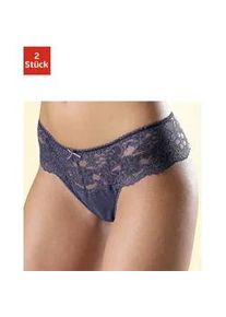 String Nuance Gr. 44/46, blau (2xblaugrau) Damen Unterhosen Dessous mit breitem Spitzenband