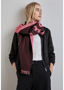 Street One Damen Schal, rot, casual, kariert, Stoff, 72% Viskose, 28% Polyester, Modetücher, mit Wordingprint