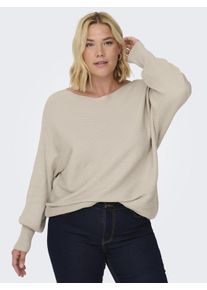 Only CARMAKOMA Damen Strickpullover "CARNEW ADALINE LIFE L/S PULLOVER KNT", grau, casual, Gr. L, unifarben, Strick, Obermaterial: 80% Viskose, 20%
