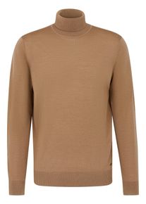 Bugatti Herren Rollkragenpullover, braun, casual, Gr. XXL, unifarben, 100% Wolle, Pullover, aus 100 % Merinowolle
