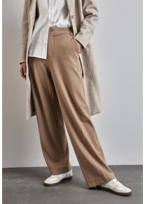 Street One Damen Stoffhose, braun, casual, Gr. 44, unifarben, Web, Obermaterial: 61% Viskose (LENZING ECOVERO), 32% Polyamid, 7% Elasthan, Hosen, im