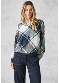 Cecil Damen Langarmbluse, grün, casual, Gr. XXL, kariert, Stoff, 100% Viskose, Blusen, mit Elastiksaum