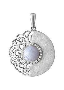 Ketten-Anhänger Vivance "925-Sterling Silber rhodiniert Zirkonia und Achat" Schmuckanhänger Gr. ONE-SIZE, Silber 925 (Sterlingsilber), 3,4 g, weiß (weiß, hellblau) Damen