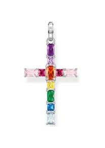 Ketten-Anhänger Thomas Sabo "Kreuz pinke oder bunte Steine, PE939-051-9, PE939-073-7" Schmuckanhänger Gr. Silber 925 (Sterlingsilber), 4,54 g, bunt (silberfarben, bunt, bunt) Damen mit Spinell (synth.), Zirkonia Korund (synth.)