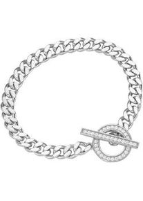 Armband Giorgio Martello MILANO "Panzerkette, Schließe mit Zirkonia, Silber 925" Armbänder Gr. 18cm, Silber 925 (Sterlingsilber), silberfarben (silber) Damen