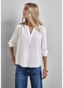 Street One Damen Langarmbluse, weiß, casual, Gr. 34, unifarben, Stoff, 100% Viskose, Blusen, aus seidiger Viskose