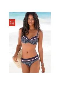 Bügel-Bikini-Top Lascana "Minimal" Gr. 40, Cup B, blau (marine, bedruckt) Damen Bikini-Oberteile mit verstellbaren Trägern