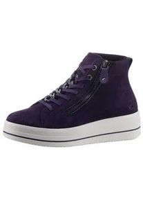 Plateausneaker Remonte "Liz Hurley-Collection" Gr. 37, lila (aubergine) Damen Schuhe Freizeitschuh, High-Top-Sneaker, Schnürer, seitlicher Reißverschluss