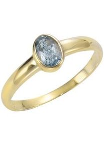 Fingerring Vivance "585/- Gelbgold Blautopas" Fingerringe Gr. 060 (19,1), Gold, gelb (gelb, hellblau) Damen