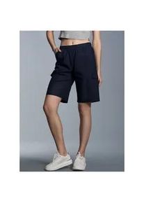 Jerseyhose TRIGEMA "TRIGEMA Cargo-Bermuda aus 100% Baumwolle" Gr. M, US-Größen, blau (navy) Damen Hosen