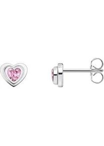 Paar Ohrstecker Thomas Sabo "Herz mit pinkfarbenem Zirkonia, H2271-414-9, H2271-643-9" Ohrringe Gr. Silber 925 (Sterlingsilber), bunt (silberfarben, rosa, rosa) Damen mit Zirkonia (synth.)