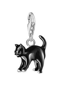 Charm-Einhänger Thomas Sabo "Schwarze Katze, 0701-007-11" Charms silberfarben (silberfarben, schwarz) Damen