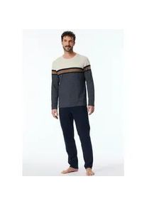 Schlafanzug Schiesser ""Casual Nightwear"" Gr. 58, blau (804-nachtblau) Herren Homewear-Sets mit auffälligem Oberteil