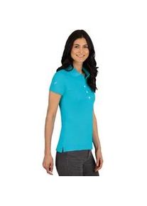 Poloshirt TRIGEMA "TRIGEMA mit Kristallsteinen" Gr. XXL, blau (azur) Damen Shirts