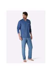 WITT Schlafanzug WÄSCHEPUR Gr. 52/54, blau (mittelblau-bedruckt) Herren Homewear-Sets