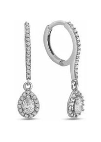 Paar Ohrhänger dKeniz "925/- Sterling Silber Elegant & Pur Ohrring" Ohrringe Gr. ONE-SIZE, Silber 925 (Sterlingsilber), silberfarben (silber, weiß) Damen