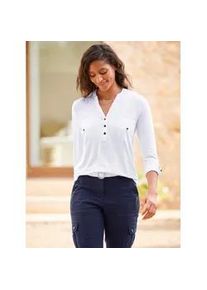 Langarmshirt Heine "Shirtbluse" Gr. 42, weiß Damen Shirts