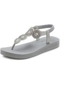 Badezehentrenner Venice Beach Gr. 41, grau Damen Schuhe Zehenstegsandale Sandale, Pantolette, Badeschuh ultraleicht mit Glitzerdetails VEGAN