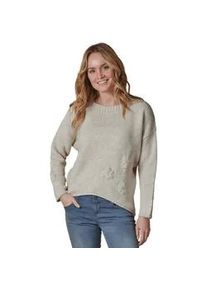 Strickpullover Zhrill "NINA" Gr. L/XL, beige (fog) Damen Pullover mit gestrickten Blumen