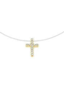 Collier Smart Jewel "Anhänger Kreuz, Silber 925" Halsketten Gr. 45cm, Silber 925 (Sterlingsilber), goldfarben (gold) Damen