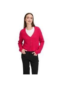 Strickjacke Cartoon "Cartoon Strick-Cardigan mit V-Ausschnitt" Gr. 40, lila (barberry) Damen Strickjacken Rippbündchen