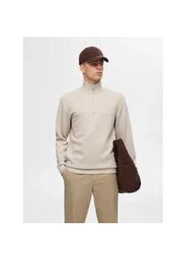 Sweatshirt Selected HOMME "SLHEMANUEL SOFT ZIP HIGH NECK SWEAT NOOS" Gr. XL, beige (pure cashmere) Herren Sweatshirts